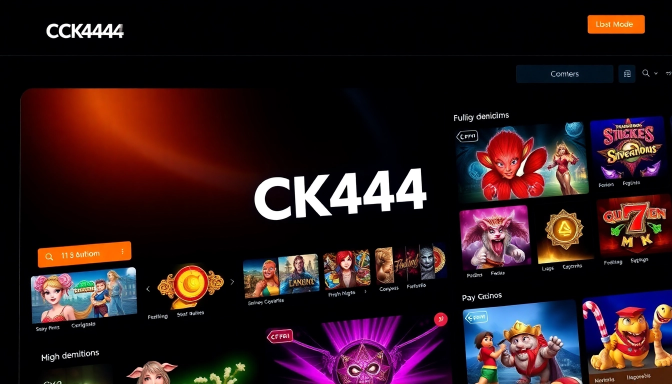 ck444 online gaming platform showcasing vibrant casino games with sleek design and engaging visuals for easy navigation.
