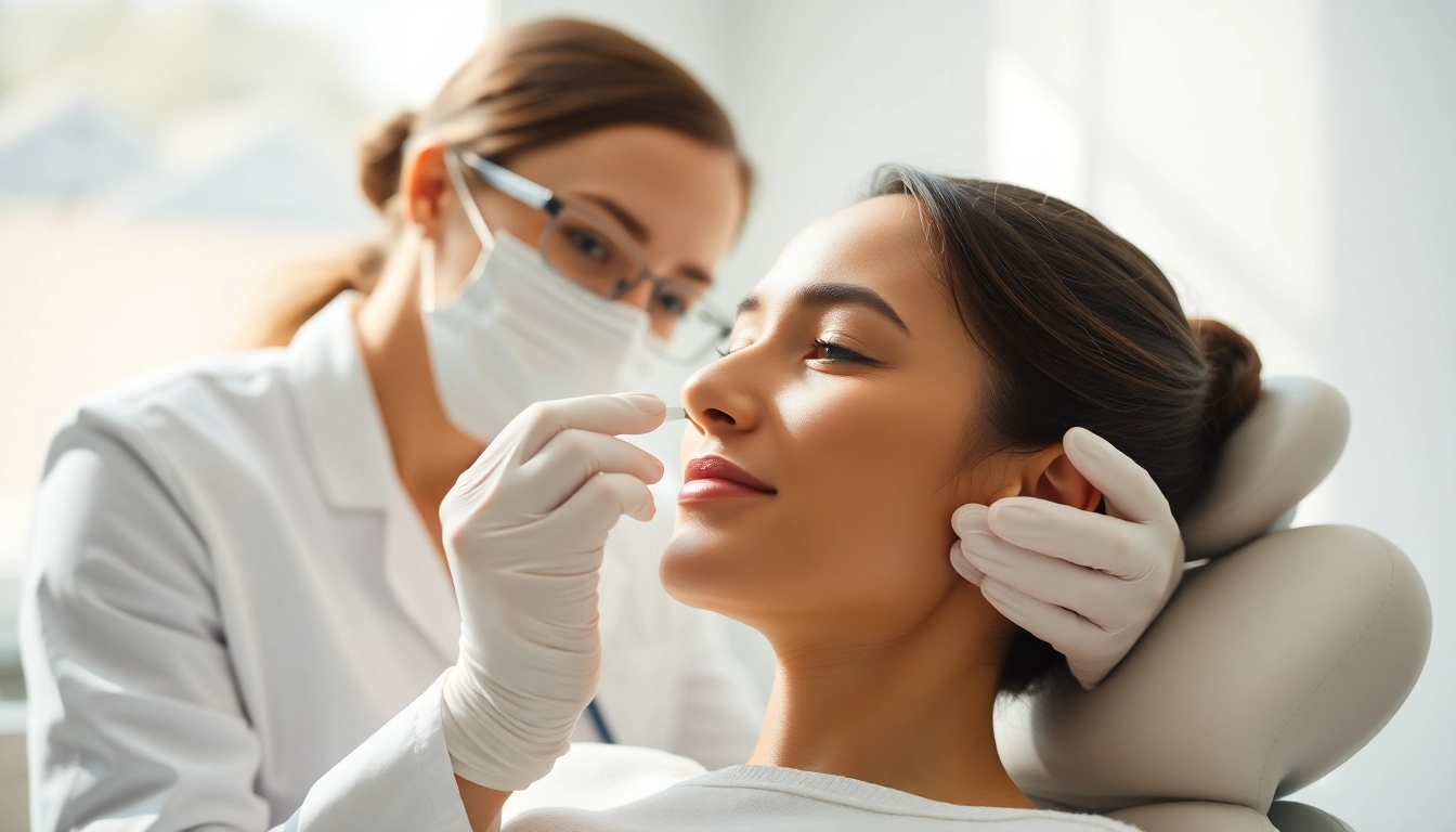 Healthcare professional performing a Botox Behandlung in a serene clinical environment, emphasizing comfort and care.