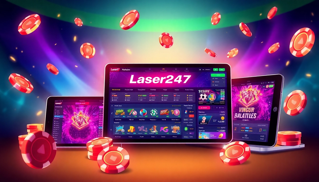 Laser247 online betting platform showcasing sports and casino games on various devices for secure, fast wagering.