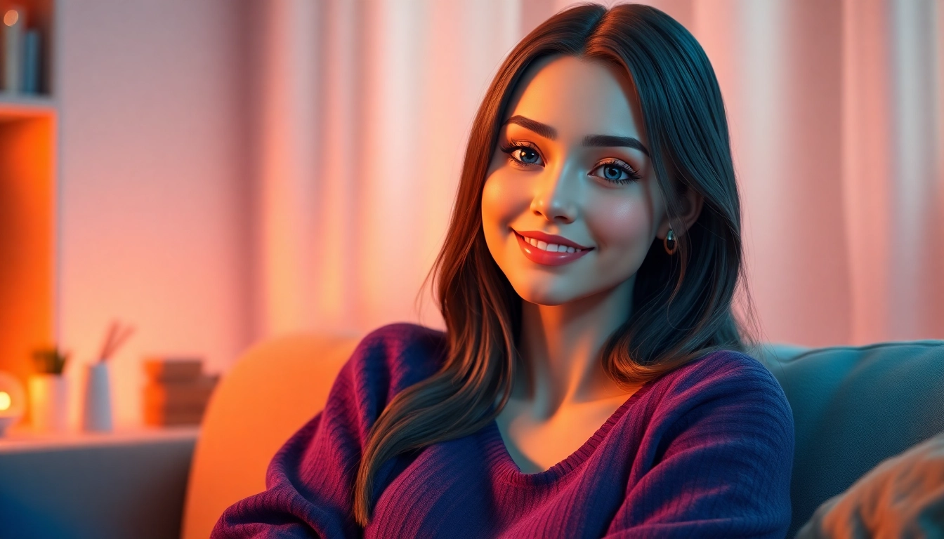 AI girlfriend interacting with a user on a sleek digital interface, showcasing emotional engagement and personalized conversation.
