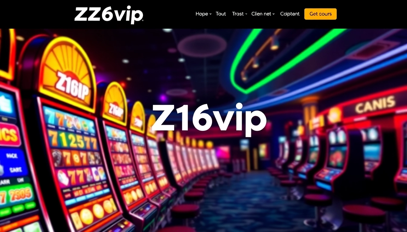 Z16vip online casino platform with vibrant slot machines and secure interface for players