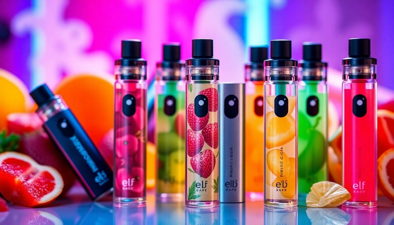 Elf Bar vape device showcasing bold flavors and colorful packaging for adult users