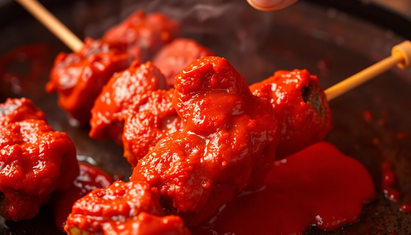 Tandoori Paste preparation process with vibrant red spices and herbs being blended for